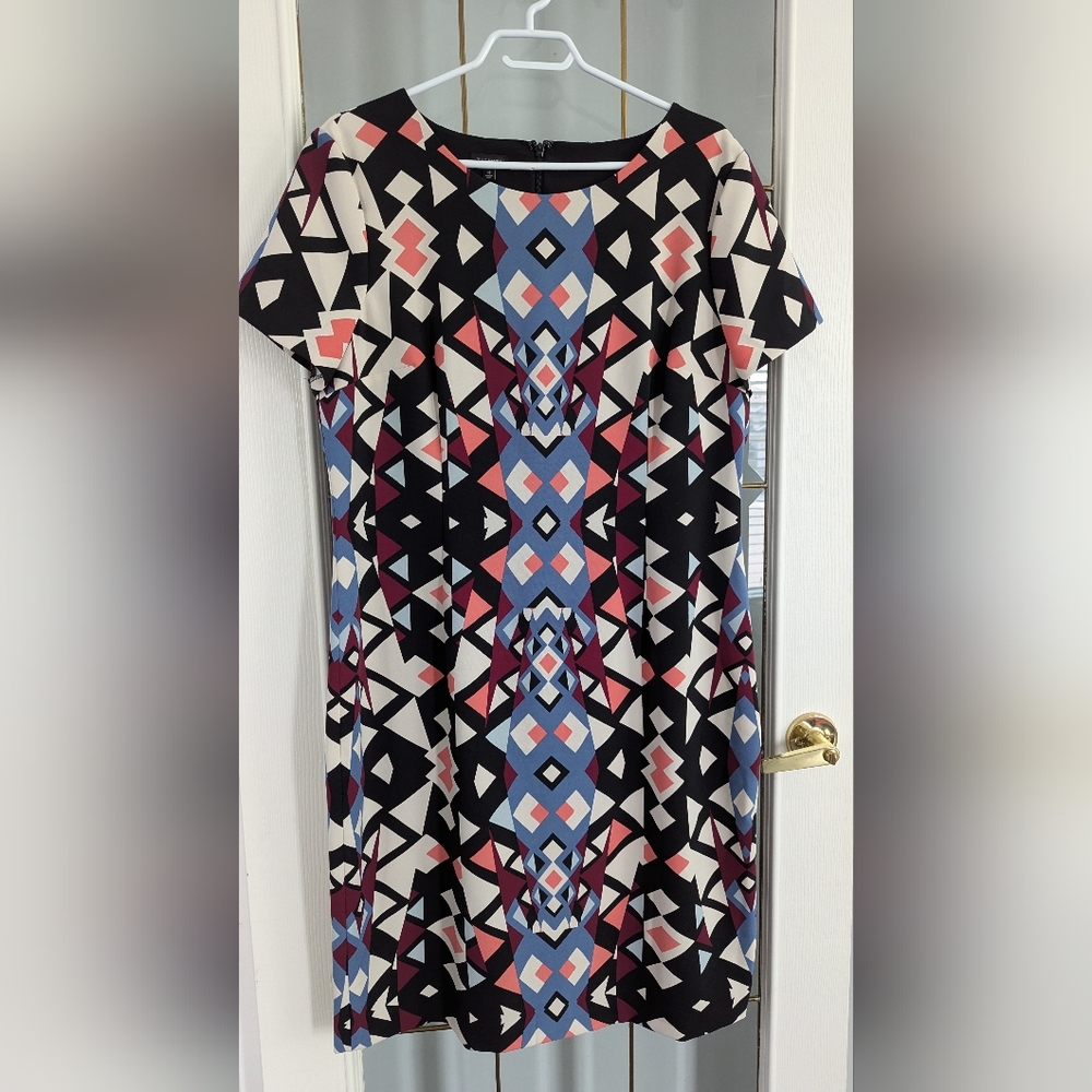 Talbots, Abstract Geometric Midi Dress, Size 16US.